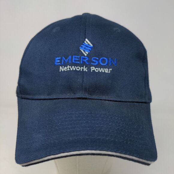 Port & Company Men's Strapback Hat Blue Adjustable Emerson Network Power Logo - Picture 2 of 8